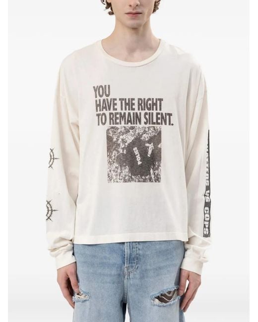 Marking Distance Gray Miranda Graphic-Print Long-Sleeve T-Shirt for men