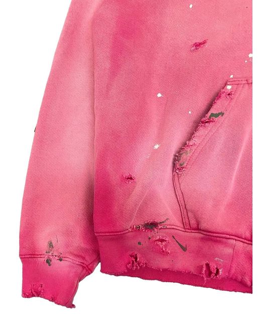 MOOJI MOOJI Pink Distressed Paint-Splatter Hoodie