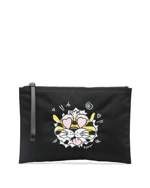 Clutch Tiger Grande di KENZO in Black da Uomo