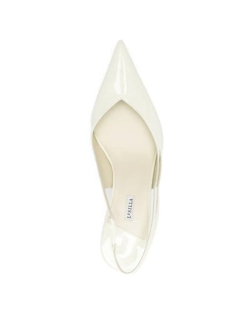 Le Silla White Chanel Vivienne Pointed-Toe Slingback Pumps