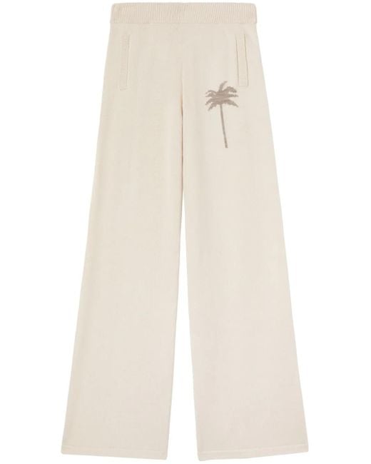 Palm Angels Gebreide Broek Met Palmboom in het Natural