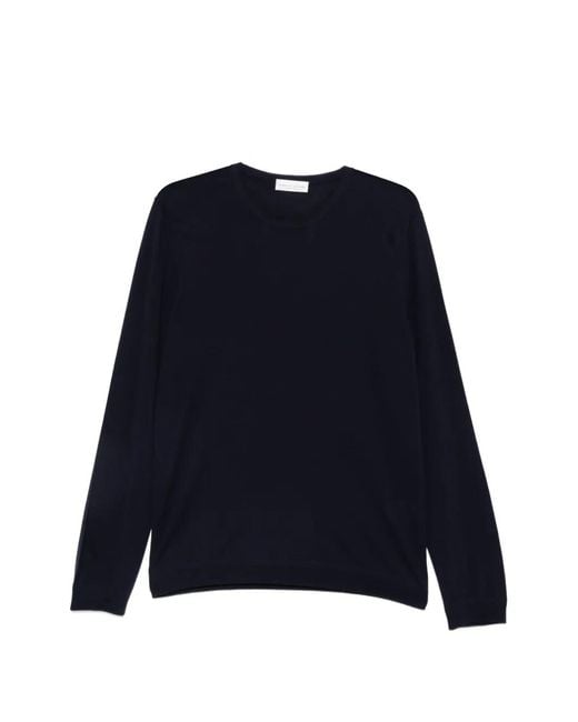 Roberto Collina Blue Fine-Knit Crew-Neck Sweater for men