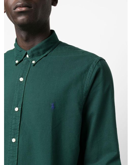 Polo Ralph Lauren Long-sleeve Button-fastening Shirt in Green for Men |  Lyst Australia