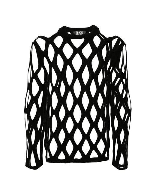 COMME DES GARÇON BLACK Black Open-Knit Long-Sleeve Sweater for men