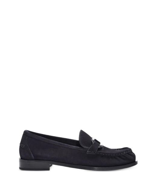 Ferragamo Blue Gancini Ornament Moccasins