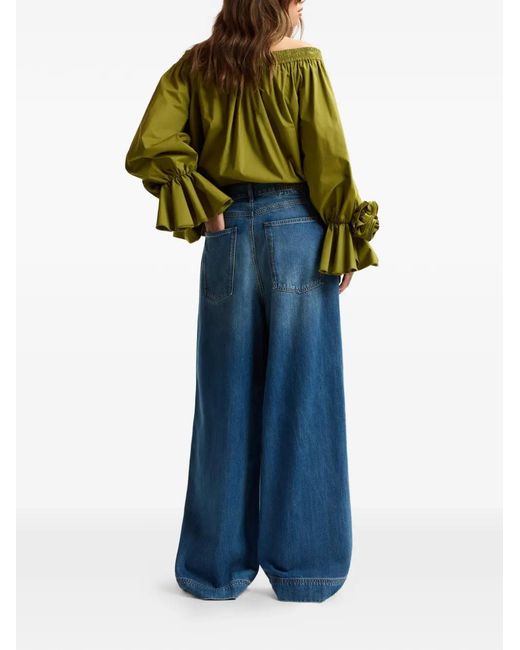 Essentiel Antwerp Blue Pleated Wide-Leg Jeans