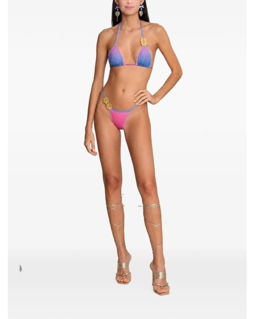 Amir Slama White X Tati Barbieri Floral-Embellished Gradient Bikini