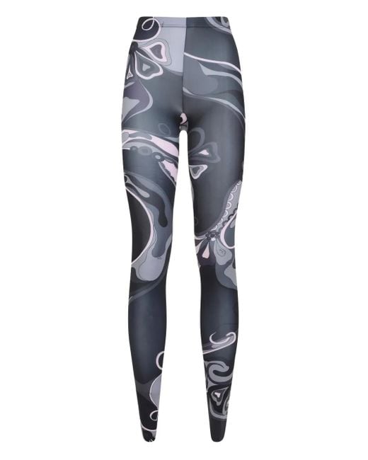 Collant Con Stampa di Emilio Pucci in Blue