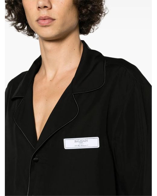 Balmain Hemd Mit Logo-Patch in Black für Herren