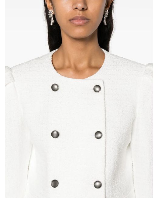 Alessandra Rich Natural Double-Breasted Bouclé Jacket
