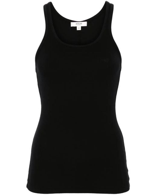 Agolde Black Sleeveless Ribbed-Knit Top