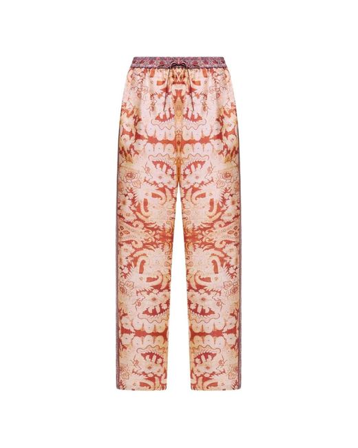 Pierre Louis Mascia Pink Tapestry-Print Silk Trousers