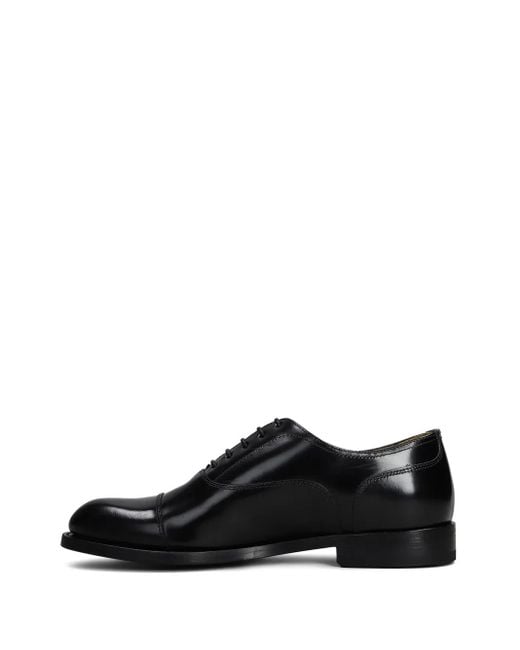Green George Black Leather Oxford Shoes for men