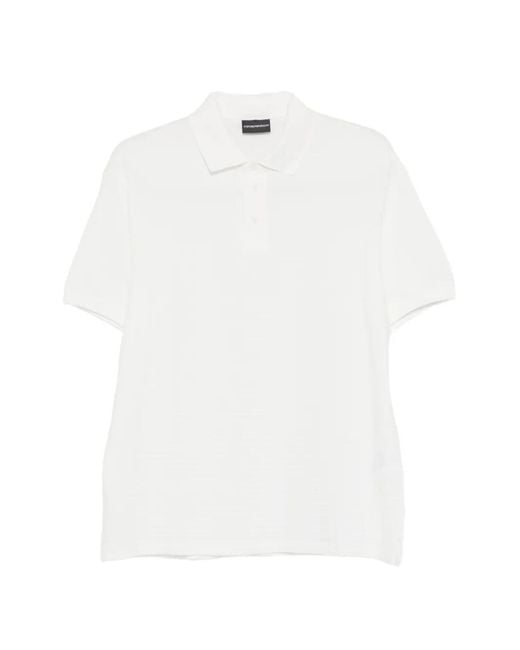 Emporio Armani White Logo Cotton Polo Shirt for men