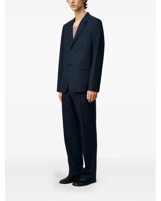 AMI Blue Single Breasted Wool Blazer for men