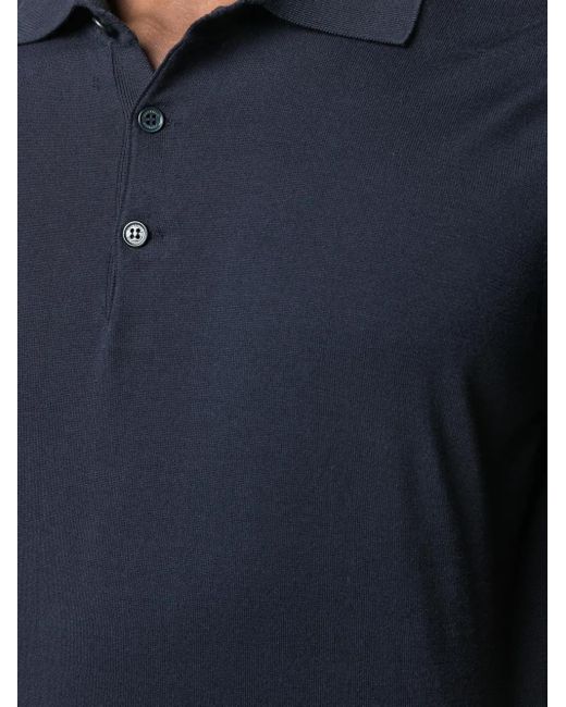 Brunello Cucinelli Fijngebreid Poloshirt in het Blue voor heren