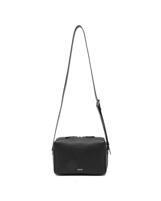 Tom Ford White Grained-Leather Logo-Stamp Messenger Bag for men