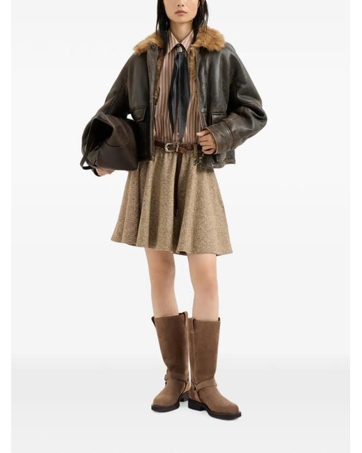Brunello Cucinelli Brown Suede Biker Boots With Shiny Loops