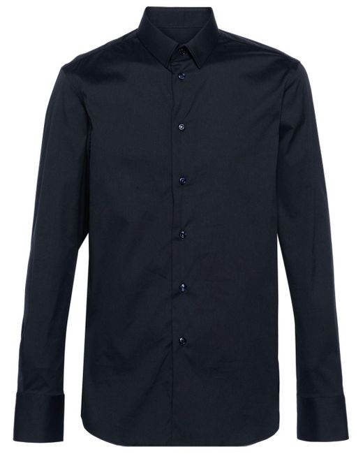 Emporio Armani Blue Long-sleeve Cotton Shirt for men