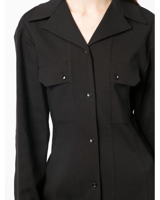 Lemaire Black Long-Sleeve Shirt Dress