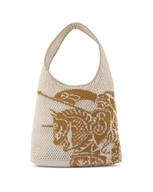 Burberry White Equestrian Knight Tote Bag