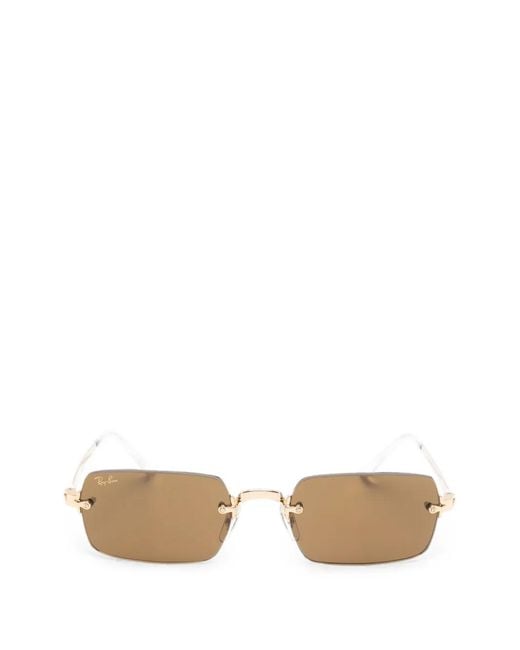 Ray-Ban White X Asap Rocky Rimless Rectangle-Frame Sunglasses