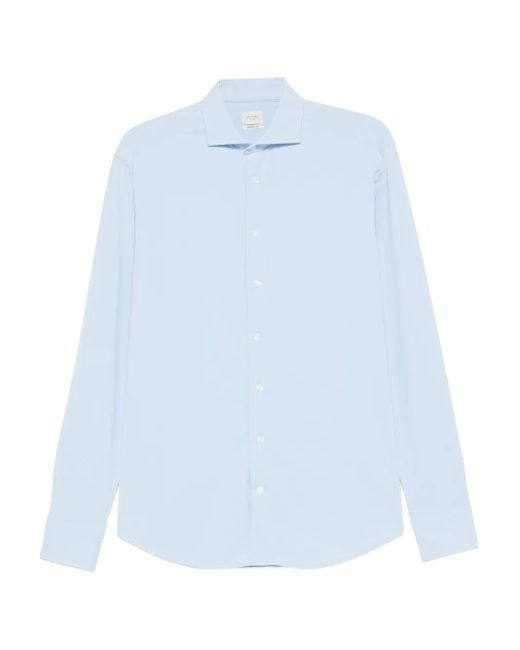 Traiano Milano Blue Long-Sleeve Button-Fastening Shirt for men