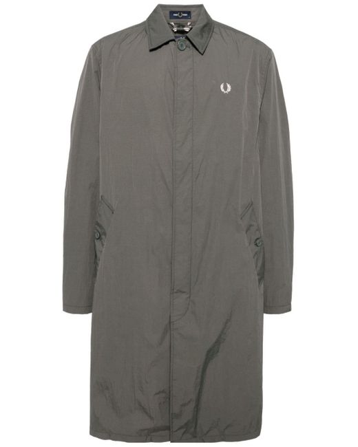 Fred Perry Gray Logo-embroidered Car Coat for men