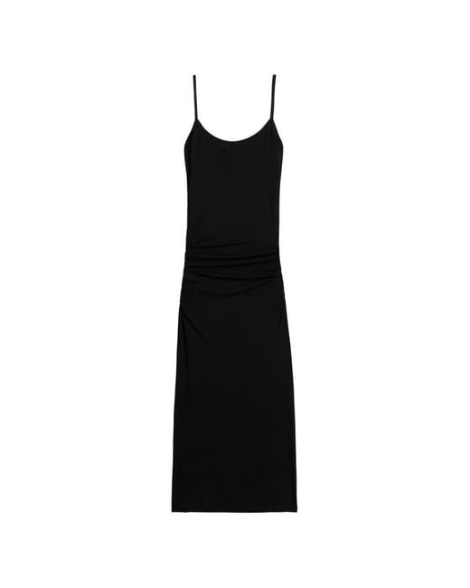 Totême Black Draped Midi Dress