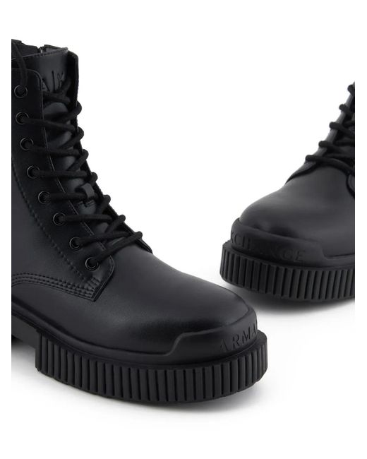 ARMANI EXCHANGE Black Leather Combat Boots