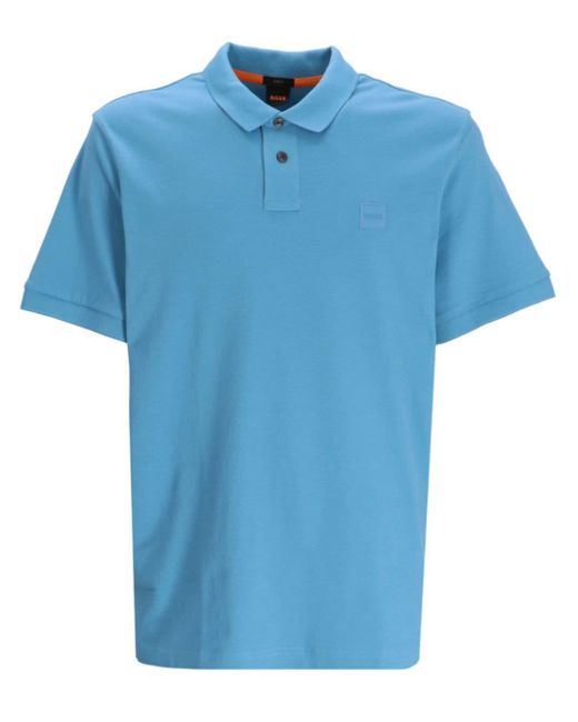 Boss Blue Appliqué-logo Polo Shirt for men