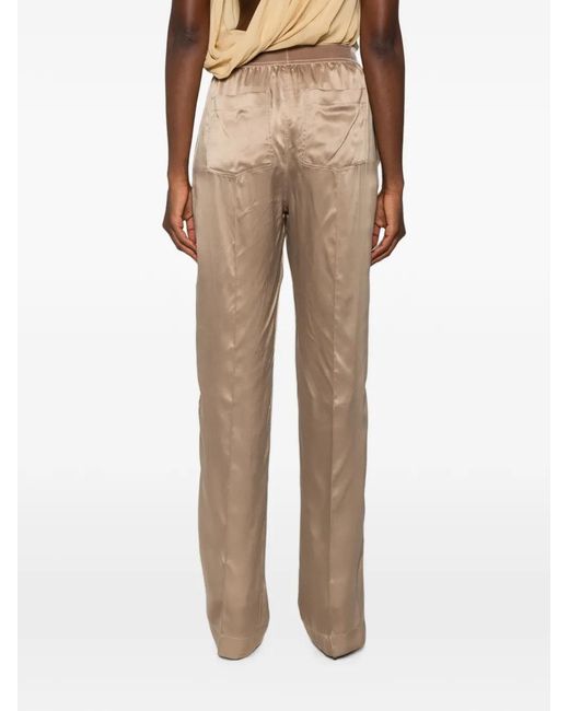 Tom Ford Natural Logo-Waistband Trousers
