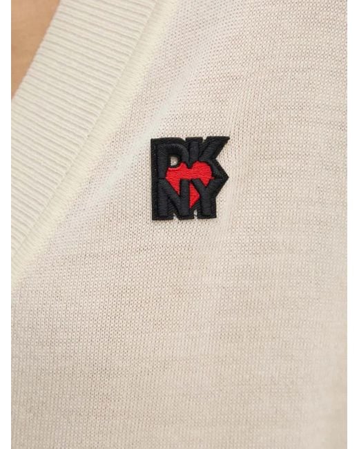 DKNY Natural Button Logo Cardigan