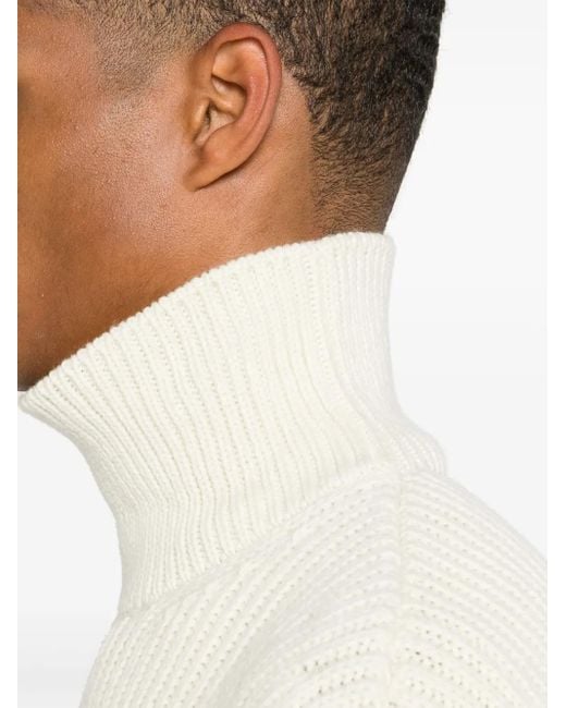 Jil Sander White Ribbed Wool Jumper for men