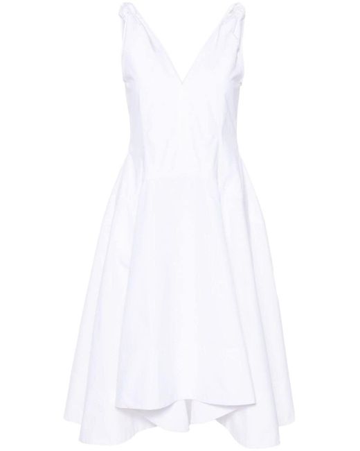 Bottega Veneta White Knot-detail Cotton Dress