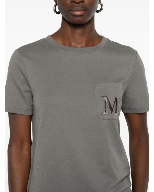 Max Mara Gray Logo-Embroidered T-Shirt