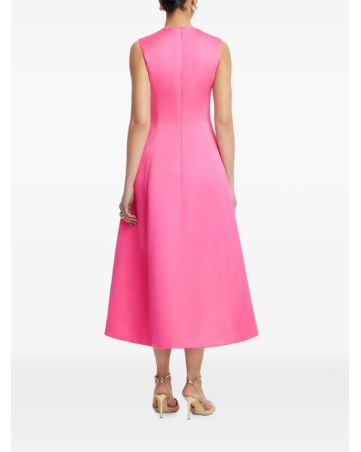 LEO LIN Pink Cleo Floral-Appliqué Midi Dress