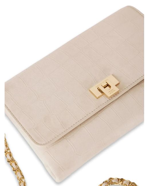 Elisabetta Franchi Natural Suede Clutch Bag