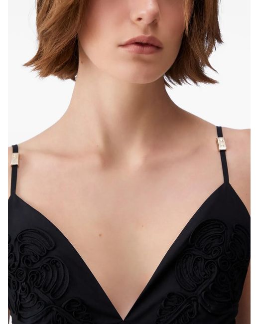 Liu Jo Black Embroidered V-Neck Top