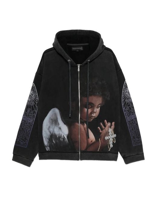 Who Decides War Black Sacred Being Zip-Up Graphic Hoodie for men