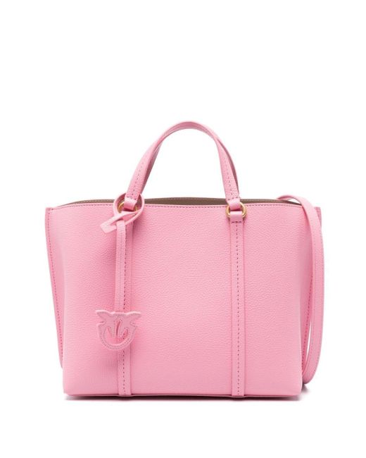 Pinko Pink Classic Tumbled Leather Tote Bag