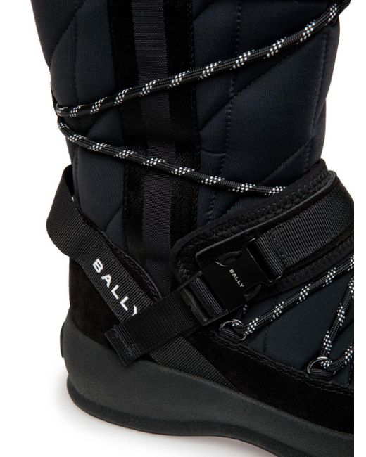 Bally Black Quilted Lace-up Boots