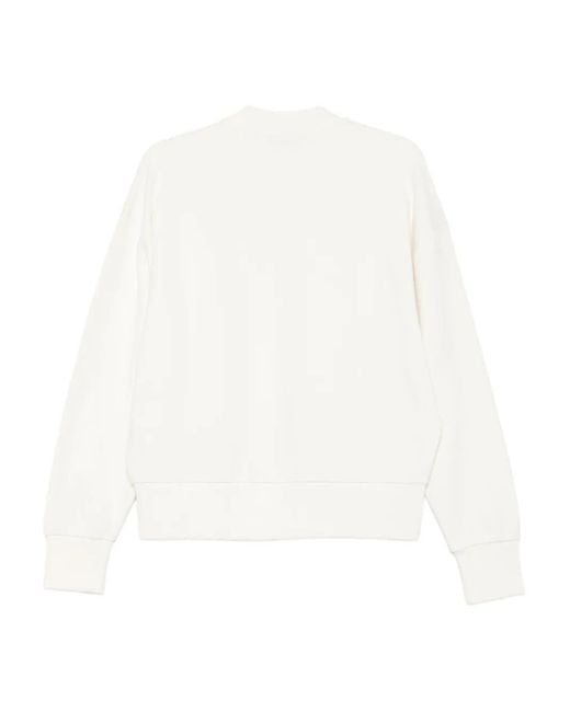 MSGM White Long-Sleeved Pullover Sweatshirt With Subtle Sequin Embellishment