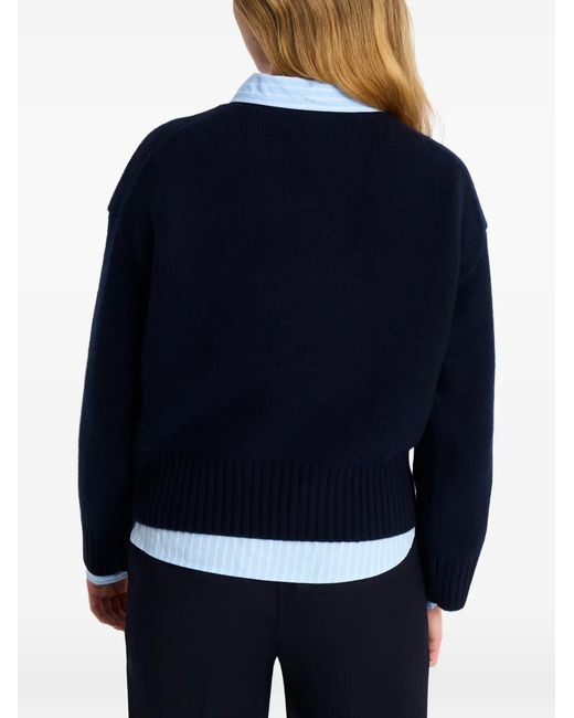Pringle of Scotland Blue Crew-Neck Cashmere Sweater