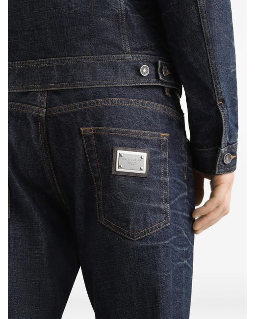 メンズ Dolce & Gabbana ロゴプレート ジーンズ Blue