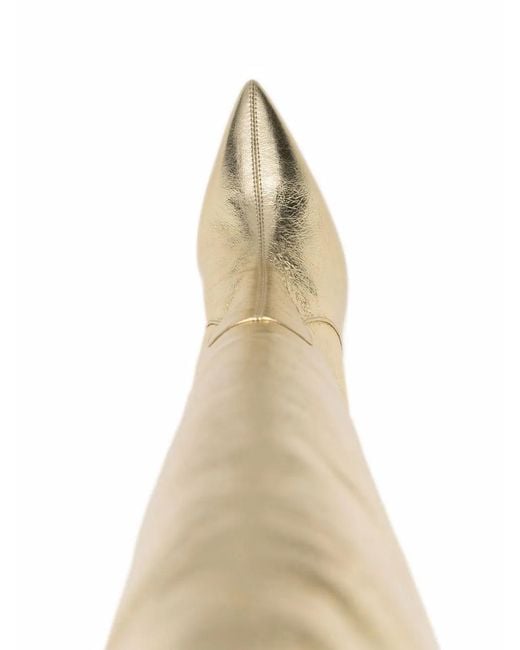 Scarosso White X Brian Atwood Carra Metallic-Effect Boots