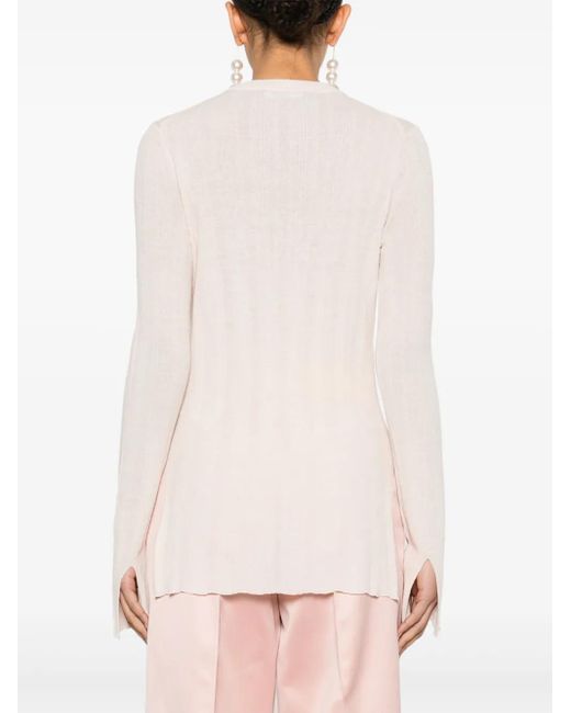 Jil Sander White Fine-Ribbed Top