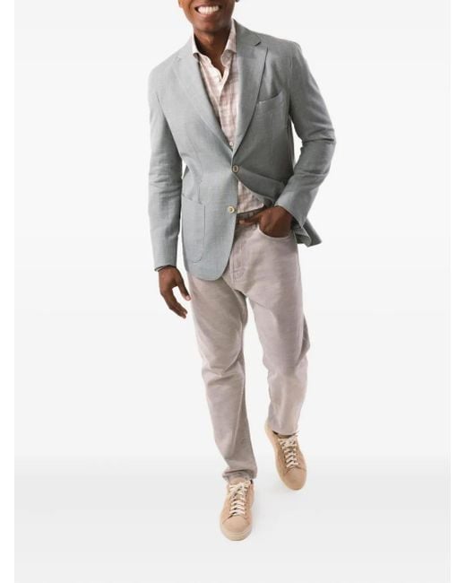Eleventy Gray Single-Breasted Patch-Pocket Blazer for men