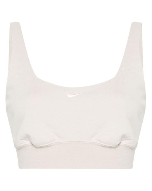 Nike Chill Terry Cropped Top in het White
