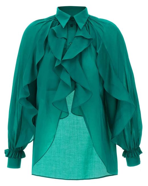 Blusa con volantes Alberta Ferretti de color Green